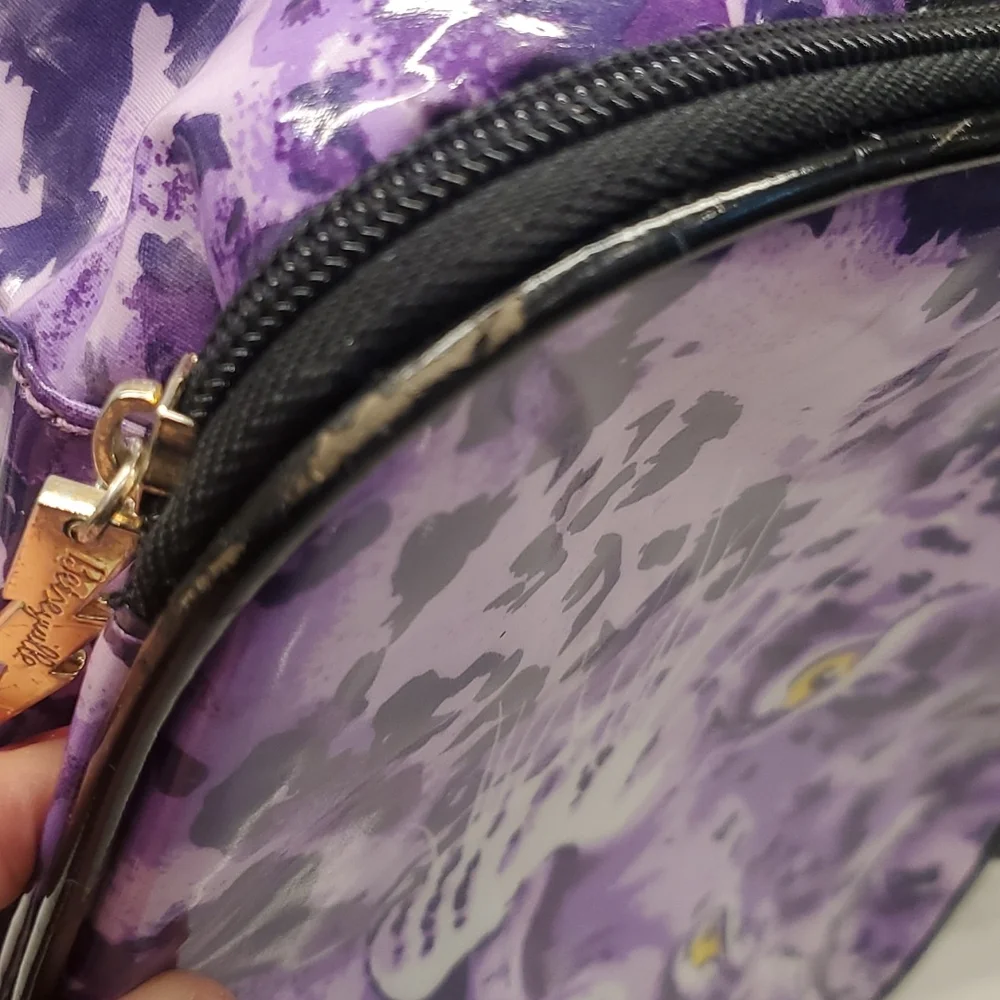 (1270) Betsy Johnson 9x3 purple and black PVC purse/makeup bag. - Picture 8 of 10